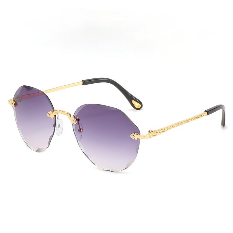 

Sunglasses Fashion Rimless Trendy Women Round Gradient Color Designer Lenses Transparent Glasses Frame Feminino Eyewear Gafas