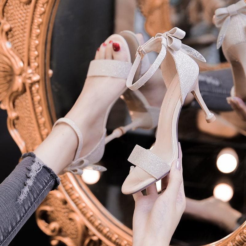 

Dress Shoes 2021 Fashion Thin Heels Wedding Party For Women Sandals Sexy Peep Toe Slingback High Pumps Summer, Beige