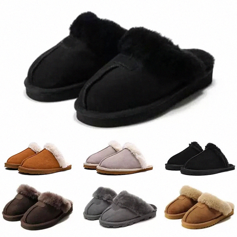 

cotton slippers men women boots Designer Slides Fur Snow Black Grey Chestnut Coffee Leather Classic Fashion Outdoor Home Platform Slipper shoes h7K1#