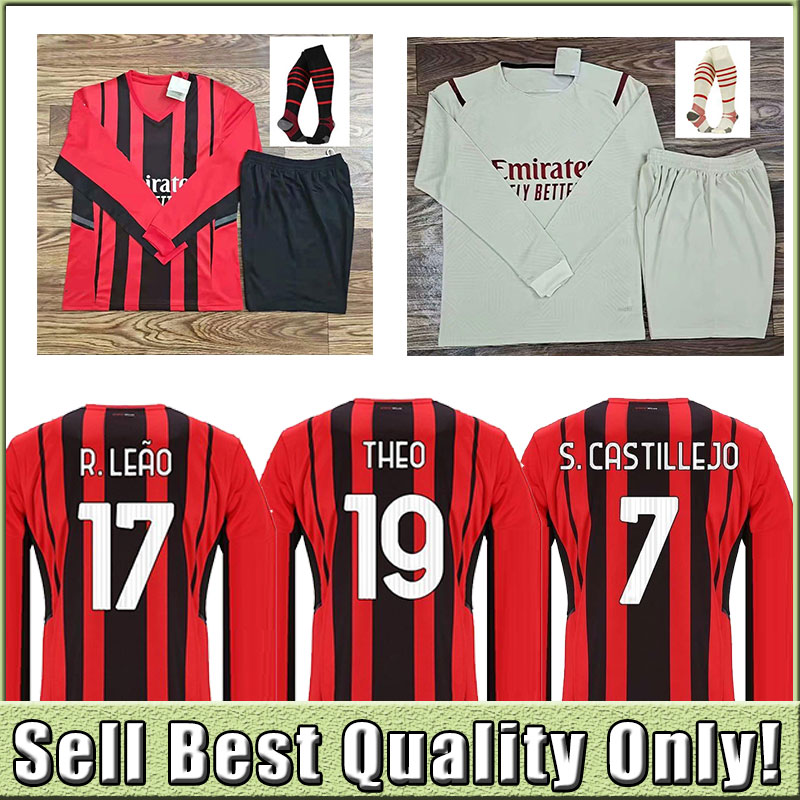 

Long sleeve 21 22 AC Soccer milan BALR. jerseys 2021 2022 IBRAHIMOVIC TONALI Mandzukic Kessie Men adult Kits football shirts full set socks, Black;yellow