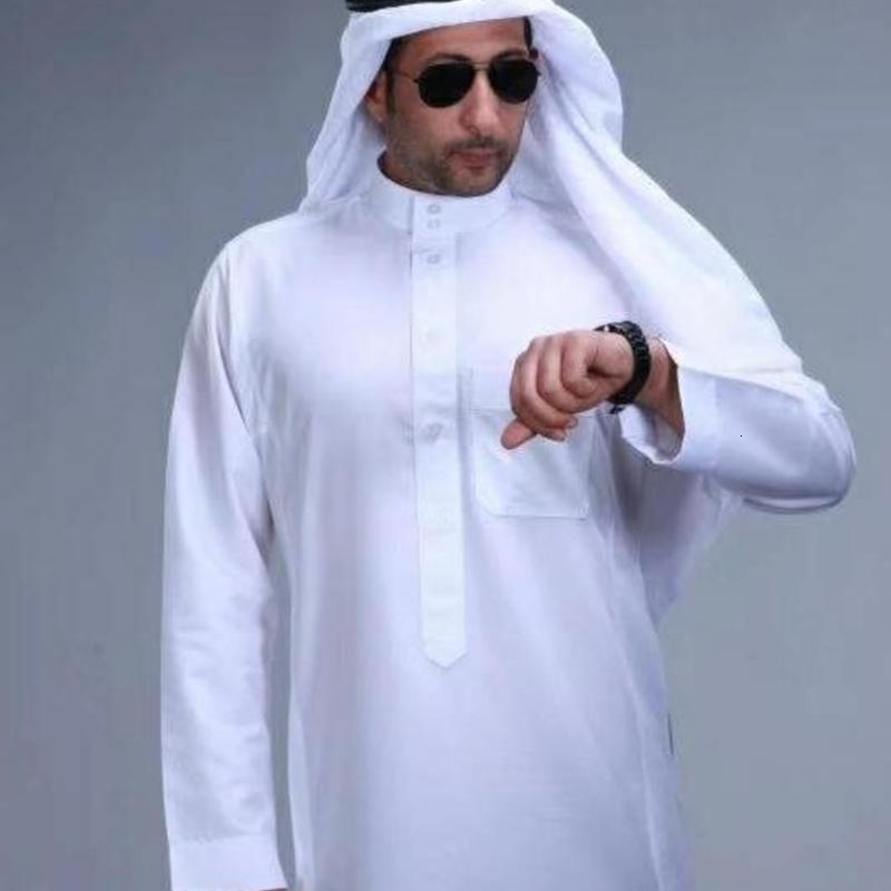 

Islamic Clothing Men Length Long Sleeve Loose Muslim Saudi Arabia Pakistan Kurta Costumes Dress Kaftan Thobe, Colour2