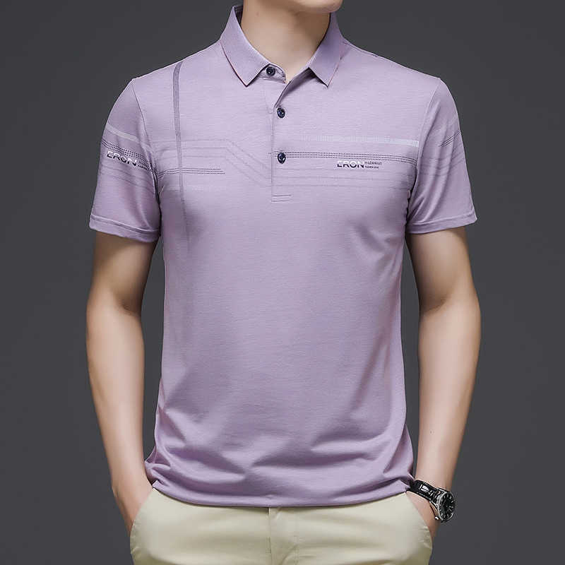 

Summer men's Tshirt casual Lapel dad Polo, Blue grey