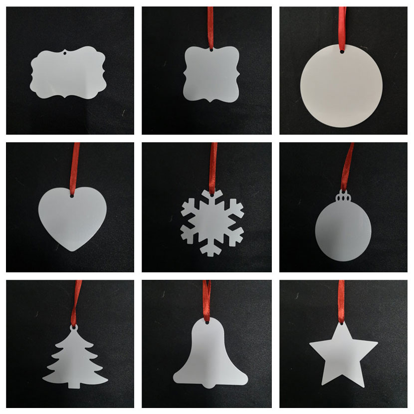 

sublimation blank aluminum christmas ornaments two sided decorations hot transfer printing consumables supplies