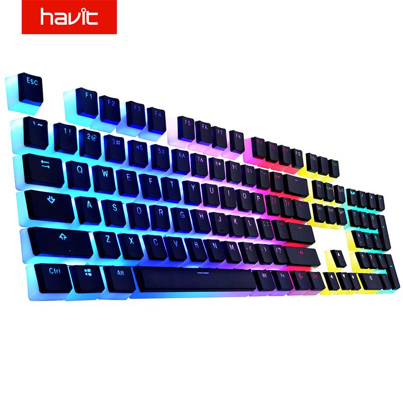 

Keyboards Havit PBT Pudding Keycap Set Keycaps Double S Backlit With Puller For DIY Cherry MX Mechanical Keyboard, Black & White