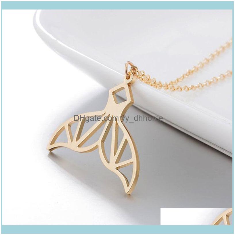 

Chains & Pendants Jewelrychains Cute Origami Animal Necklace Stainless Steel Hollow Simple Jewelry Necklaces For Women Dolphin Pendant Frien