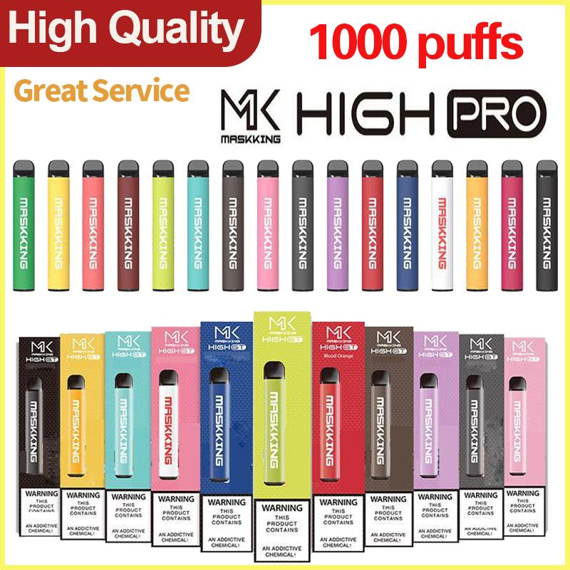 

Disposable Vape cigarettes Maskking High Pro 1000puffs pre-filled vapor Cartridge Local Pod kit Stick Style Portable device Vaporizer VS puff bar