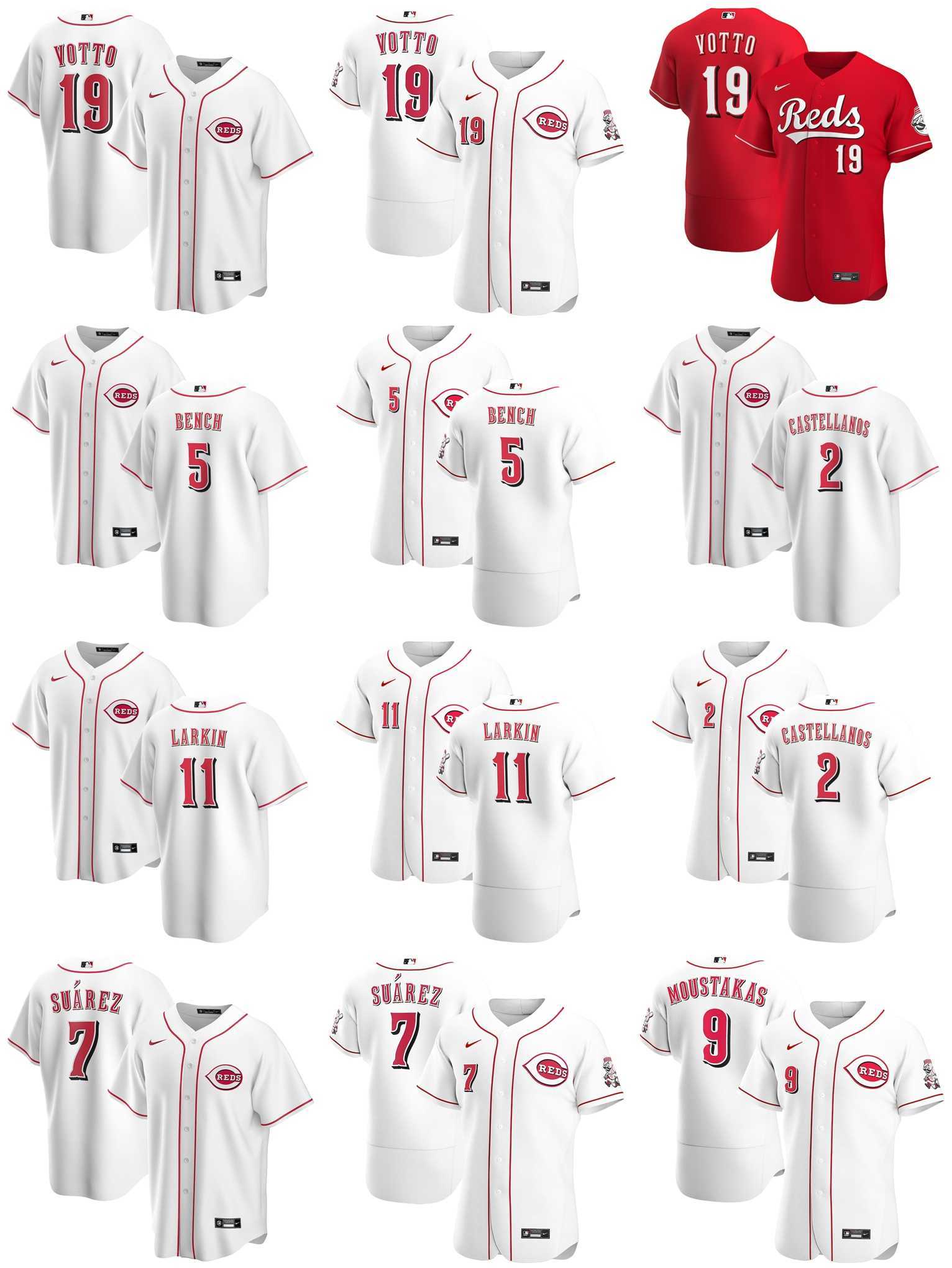 

Cincinnati Reds Baseball Jerseys Joey Votto Jersey Johnny Bench Barry Larkin Eugenio Suarez Nick Castellanos Senzel Jesse Winker Moustakas Stitched, 19