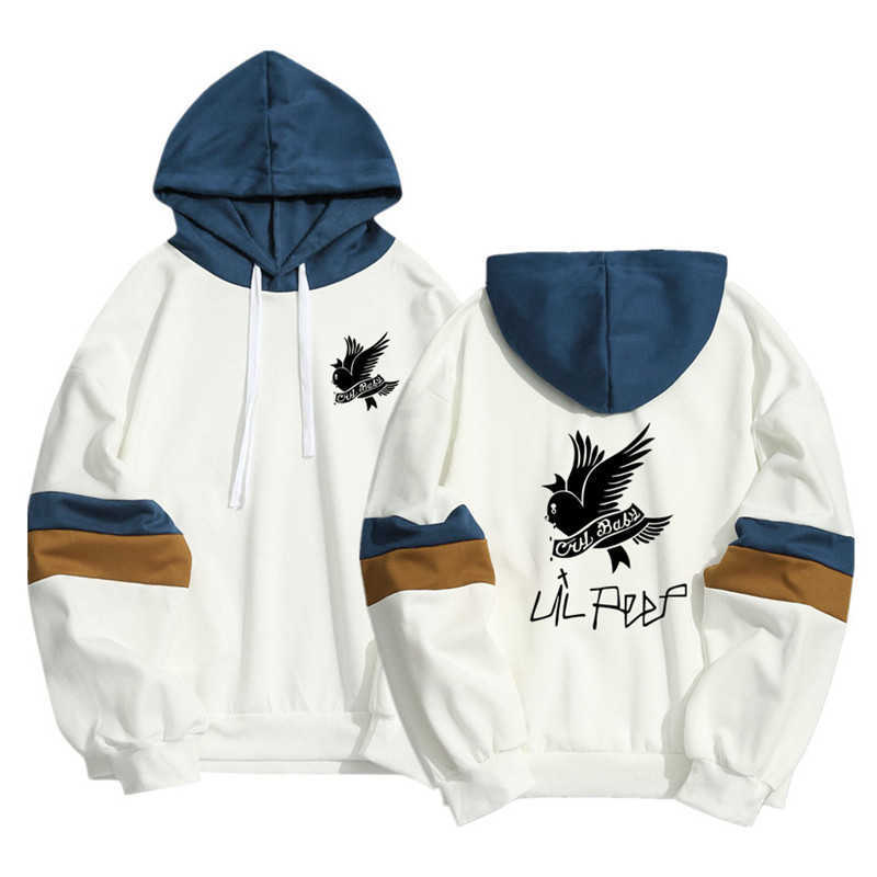 

Spring Summer Harajuku Kawaii Cry Baby Lil Peep Hoodies Men Women Hip Hop Streetwear Patchwork Pullover Sweatshirt Sudadera X0601, Ivory