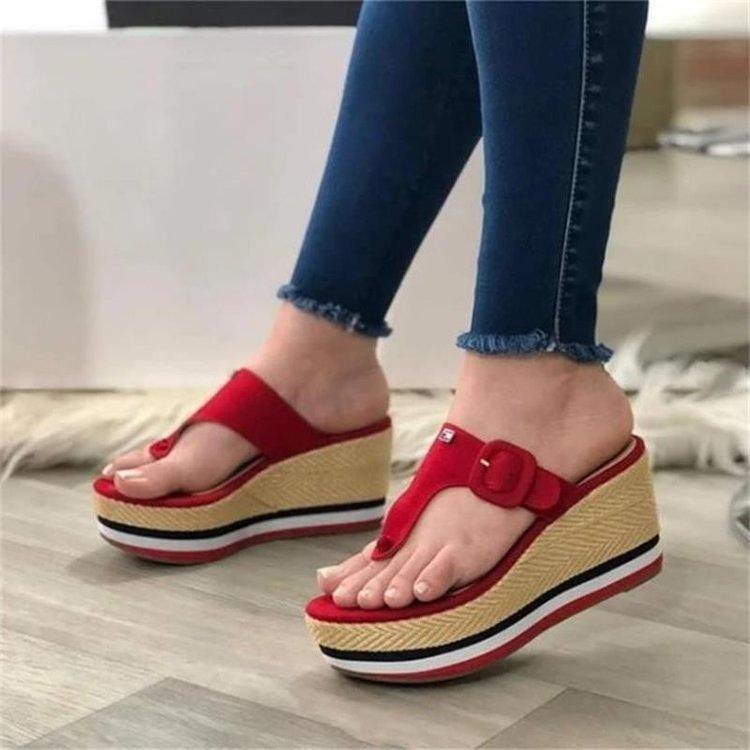 

Women Wedges Sandals Summer Casual Clip Toe Flip Flops Platform Slipper Beach Sport Light Comfort Shoes Woman 2021 Dress, Black