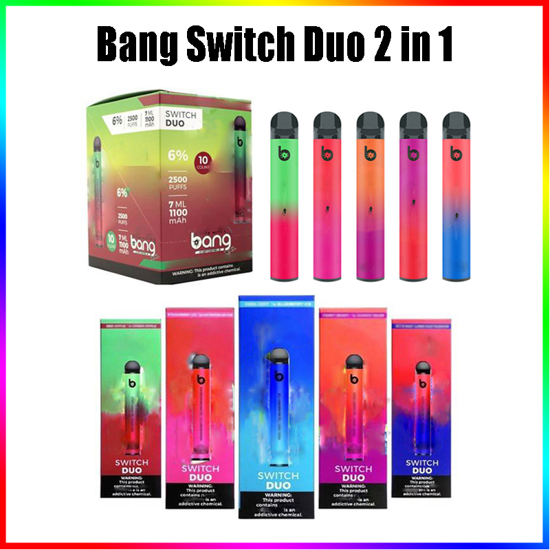 

Bang XXL Switch Duo 2 IN 1 Disposable Vapes Device E cigarette 2500 Puffs 7ML 1100mAh Battery Prefilled Pod XXtra Double Vape Pen