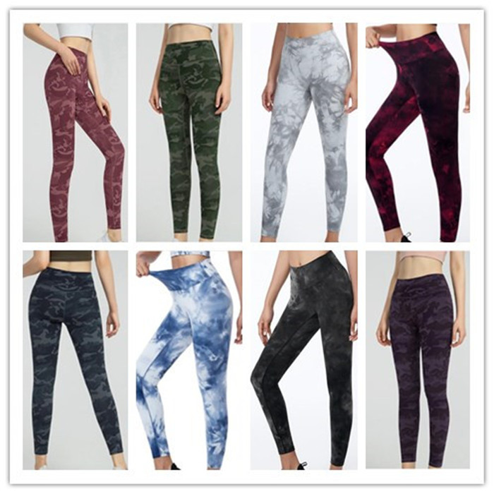 

2021 Newest yoga suit pants camouflage multi-color High Waist Sports tights Raising Hips Gym Wear Leggings Align women Running, As
