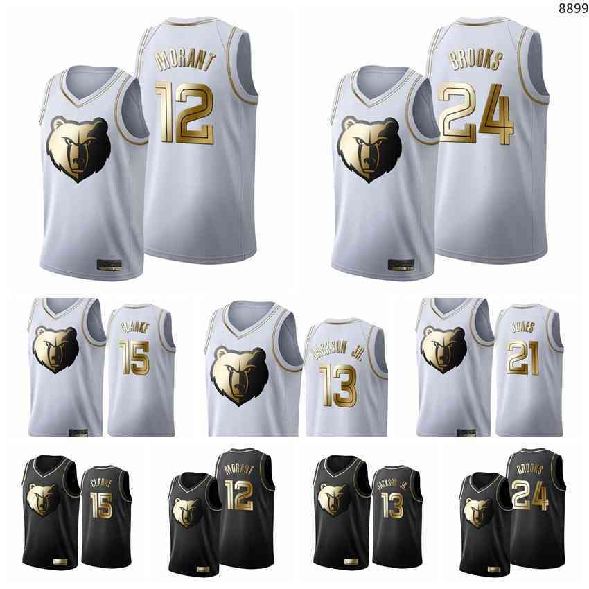 

Memphis's Grizzlies's Men Ja Morant Dillon Brooks Jaren Jackson Jr. Black White Golden Edition NBA's Basketball Jersey Size S-3XL, White custom name number