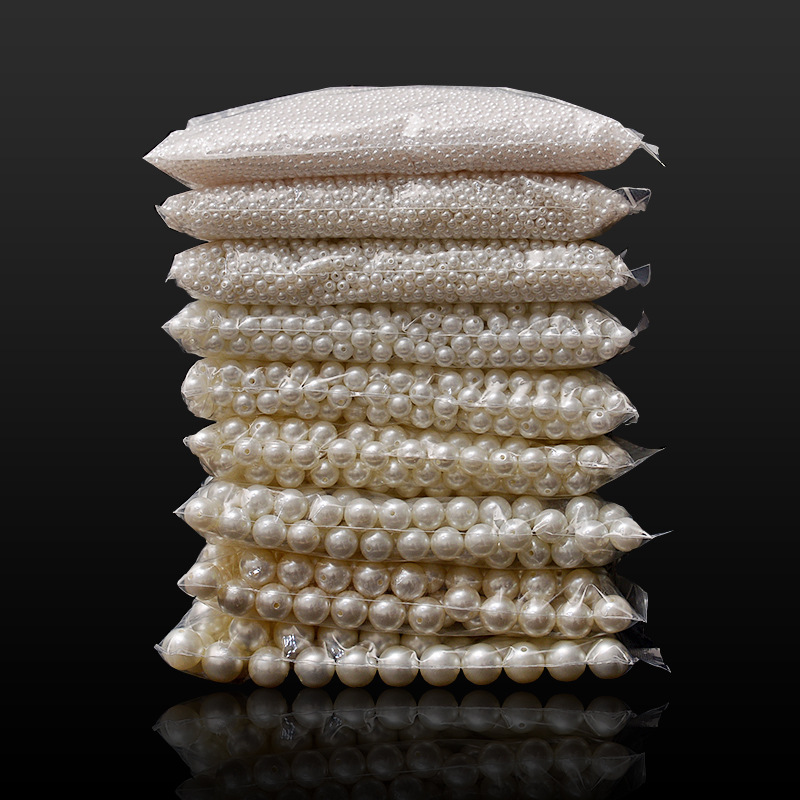 

200pcs Imitation Pearl Beads 4/5/6/8/10mm Big Straight Hole White/Beige Loose Spacer Beads for Jewelry Making Diy Components 1507 V2