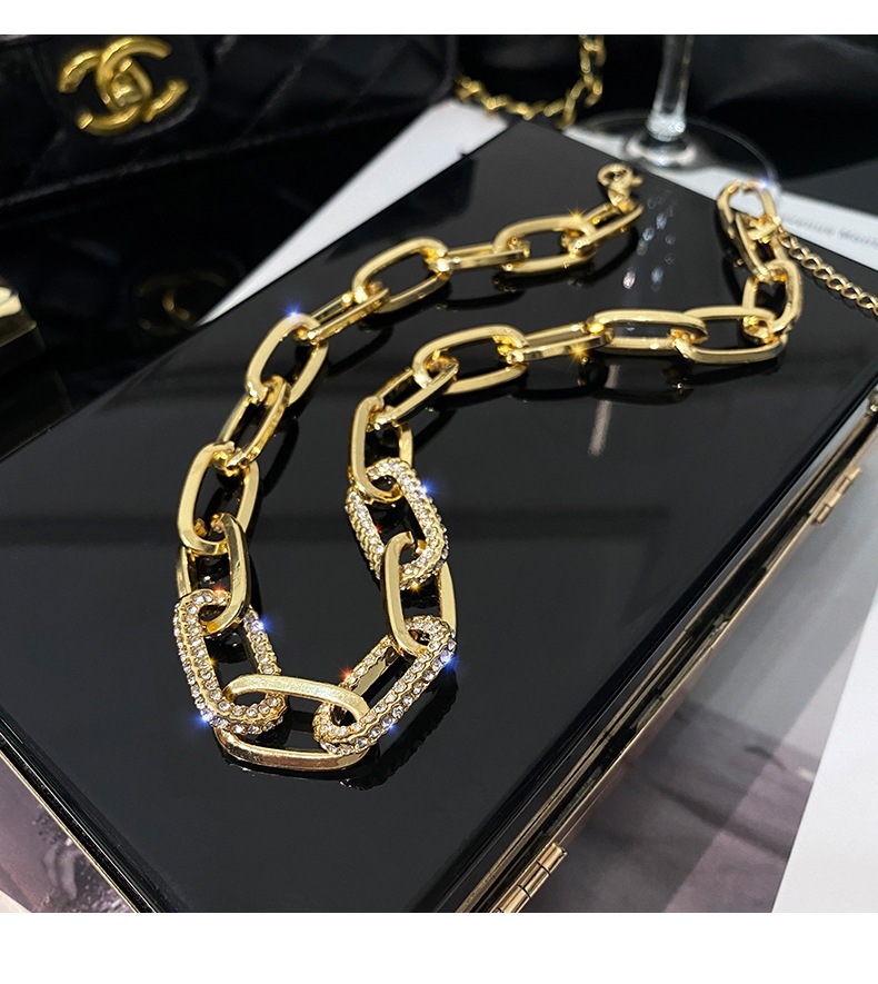 

europe and the united states autumn winter high-end thick necklace women's clavicle small crowd light luxury sweater neck chain 2021 si, Silver