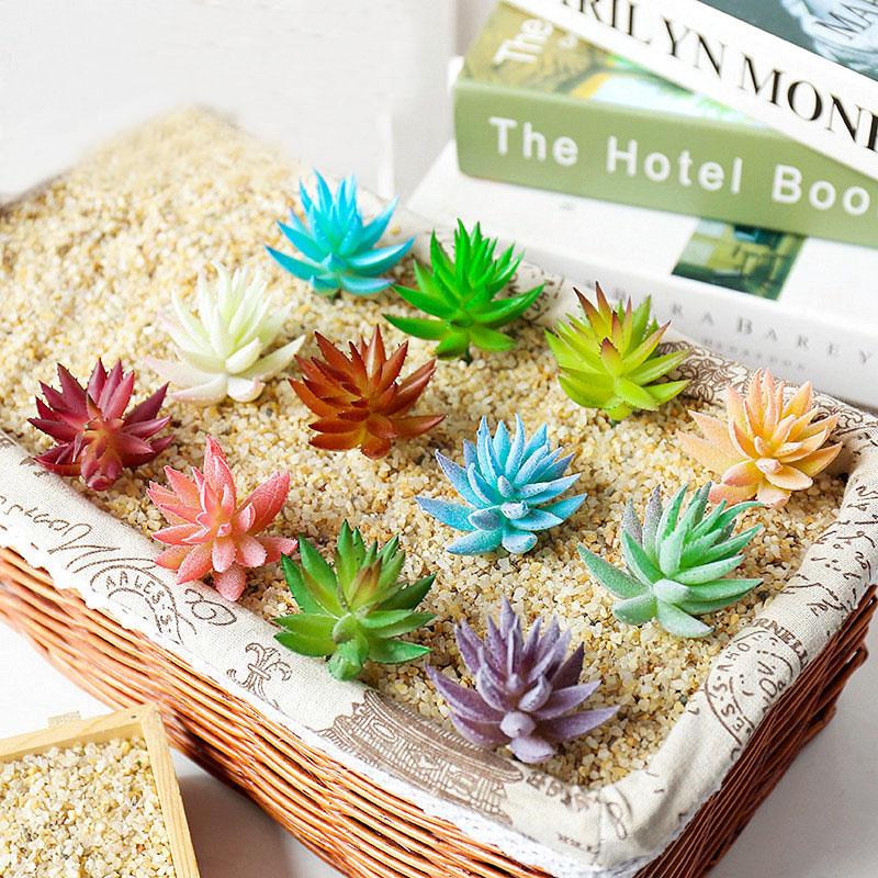 

Decorative Flowers & Wreaths Green Purple Pink White Blue Flocking Aloe Artificial Succulents Plants Home Balcony Living Room Party Decorati