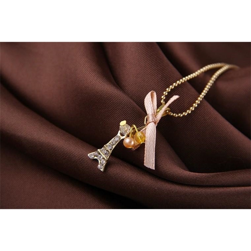

pendant necklaces eiffel tower with golden plated chain necklace l8hg 9k0v, Silver