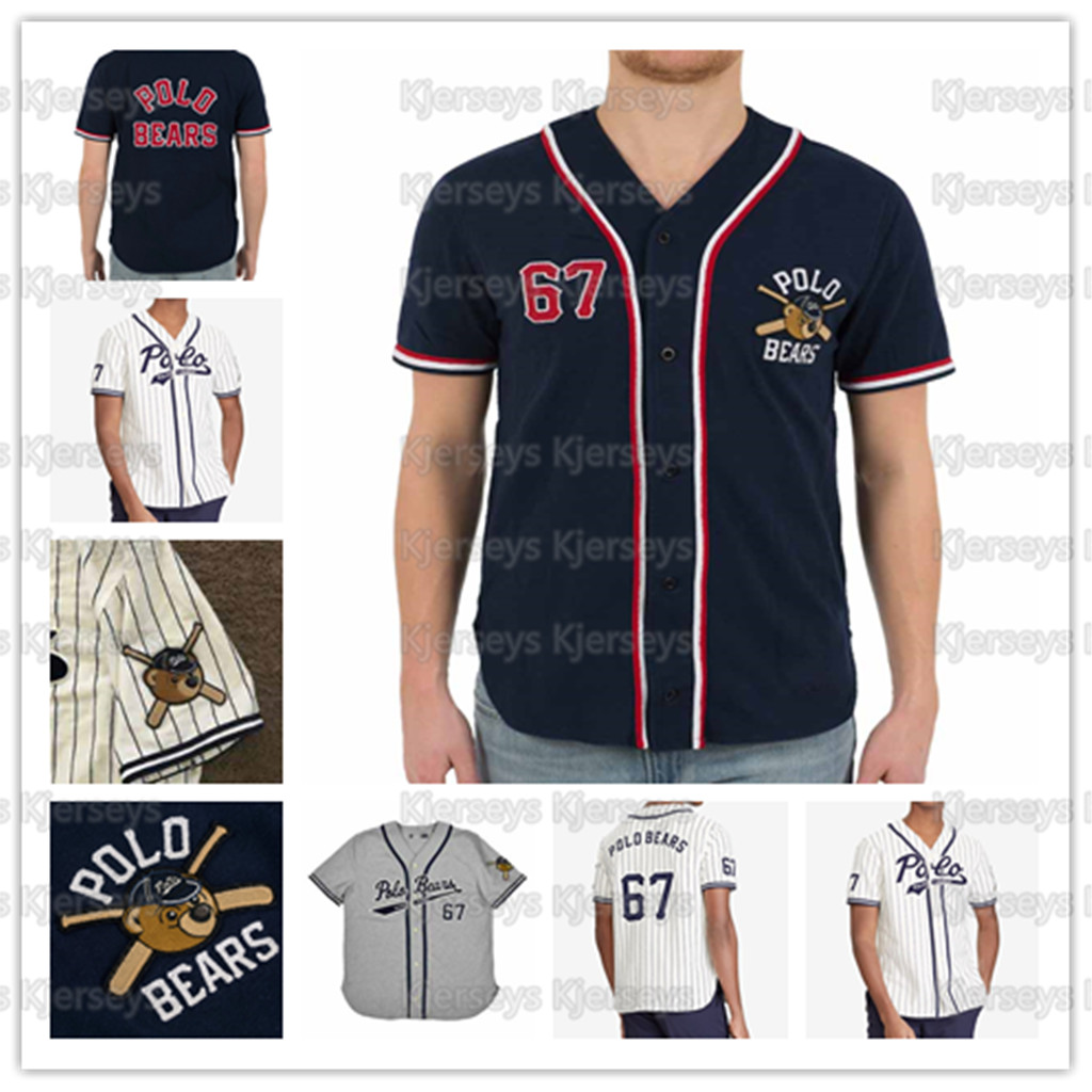

67 Polo Bears Teddy Bear Baseball Jersey Double Stitched Name and Number Jerseys For Mens Womens Youth, Blue;black