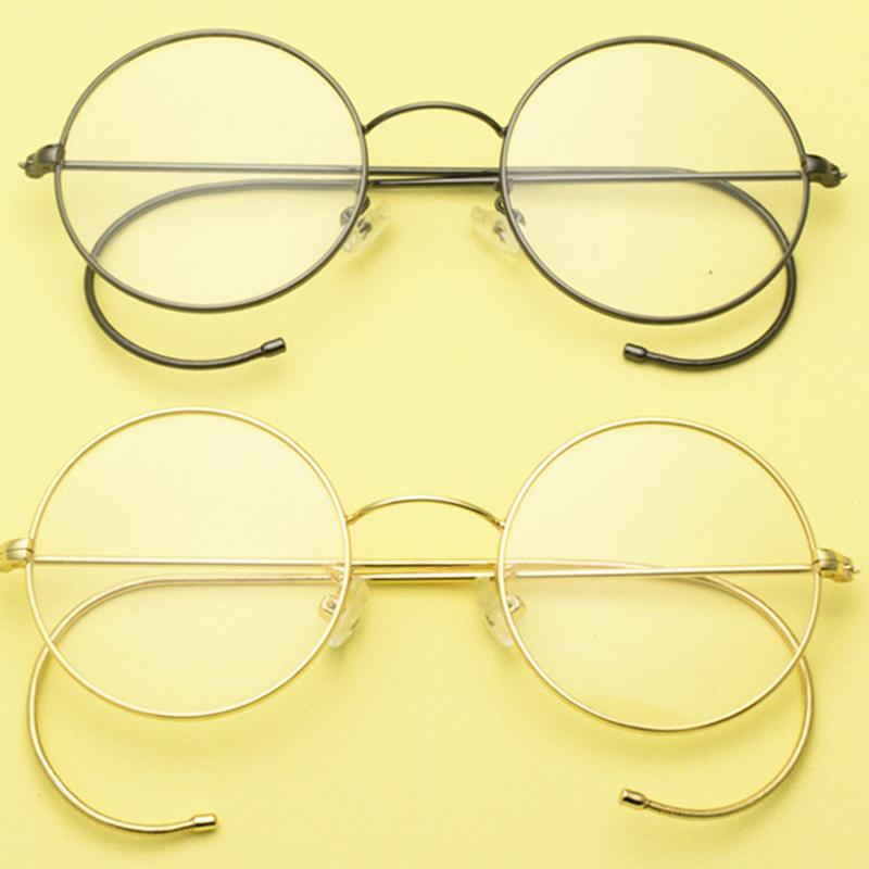 

Fashion Sunglasses Frames Vintage Antique Round Wire Rim Eyeglass Full Ear Hooks Retro King Emperor John Lennon Glasses 42~50mm