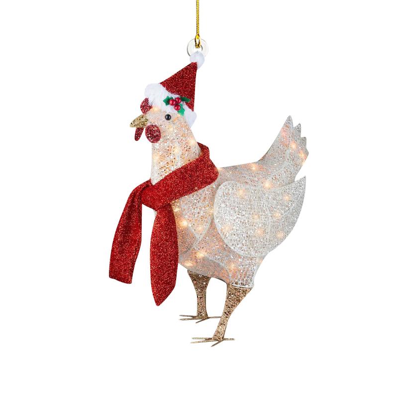 

Christmas Decorations Chicken With Scarf Holiday Decorative Ornament Acrylic Tree Hanging Ornaments Navidad 2022 Year Xmas Decor