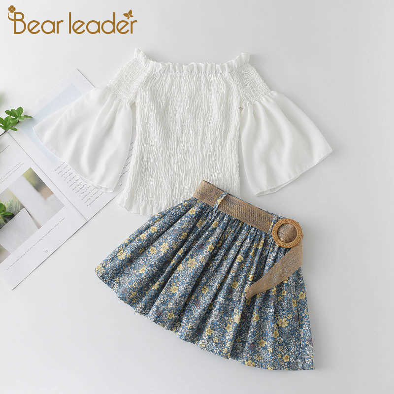 

Bear Leader Girls Casual Clothing Sets Summer Baby Princess Ruched T-shirt and Floral Skirt Outfits Children Fashion Suits 210708, Ah1393 white