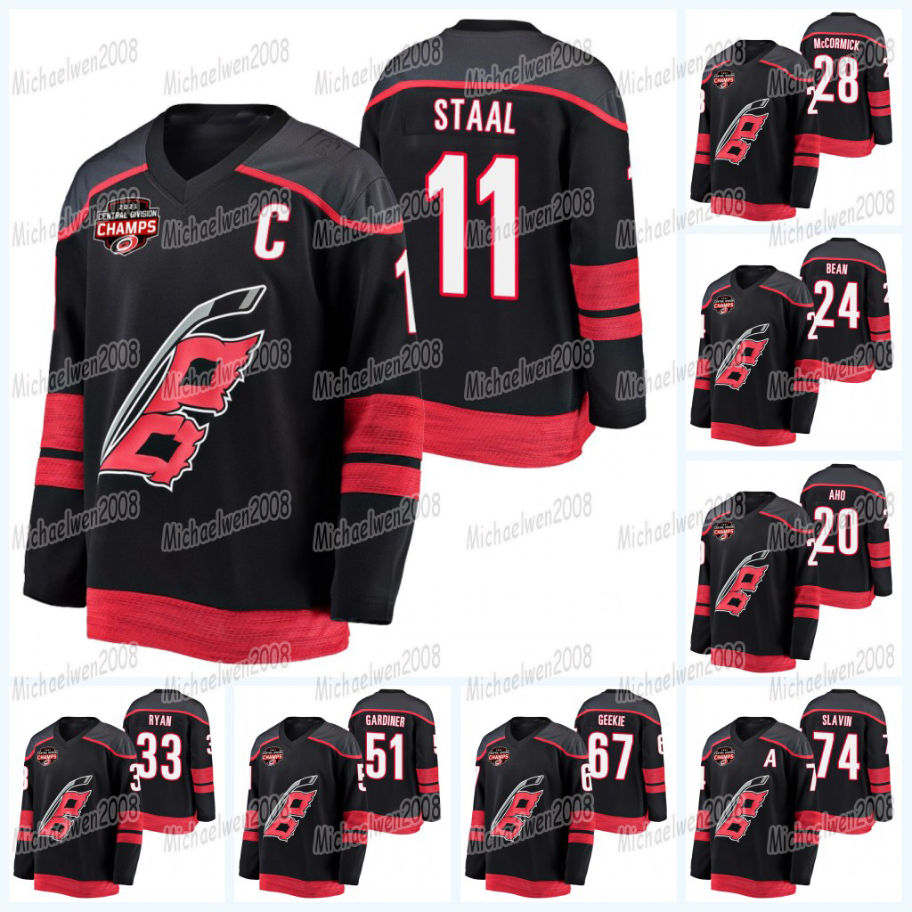

Carolina Hurricanes 2021 Central Division Champions jersey Sebastian Aho Staal Steven Lorentz Martinook Vincent Trocheck Dougie Hamilton Dre, Black;red