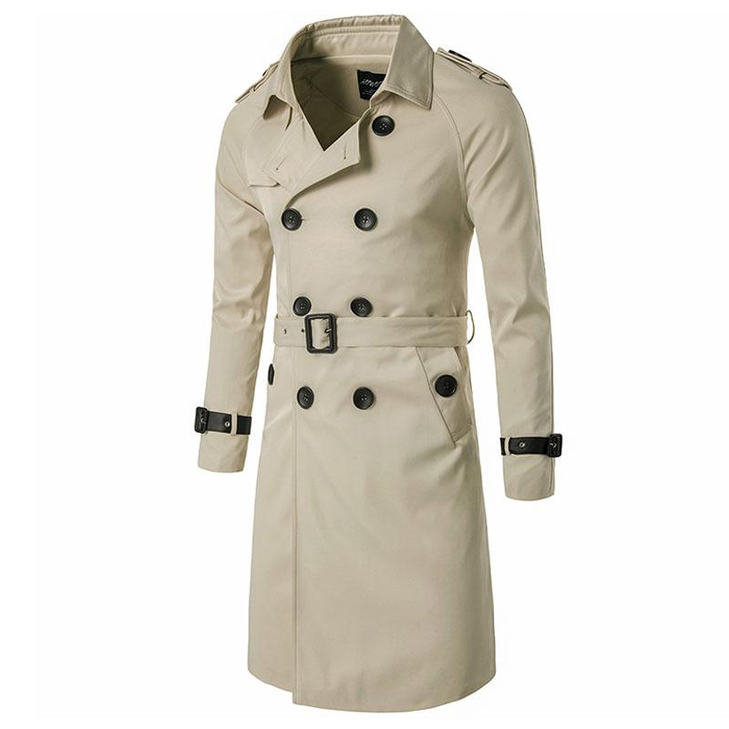 

Men's Trench Coats 5XL Windbreaker Autumn / Double Row Buckle Long Coat Large Size High Quality Business Men, Black