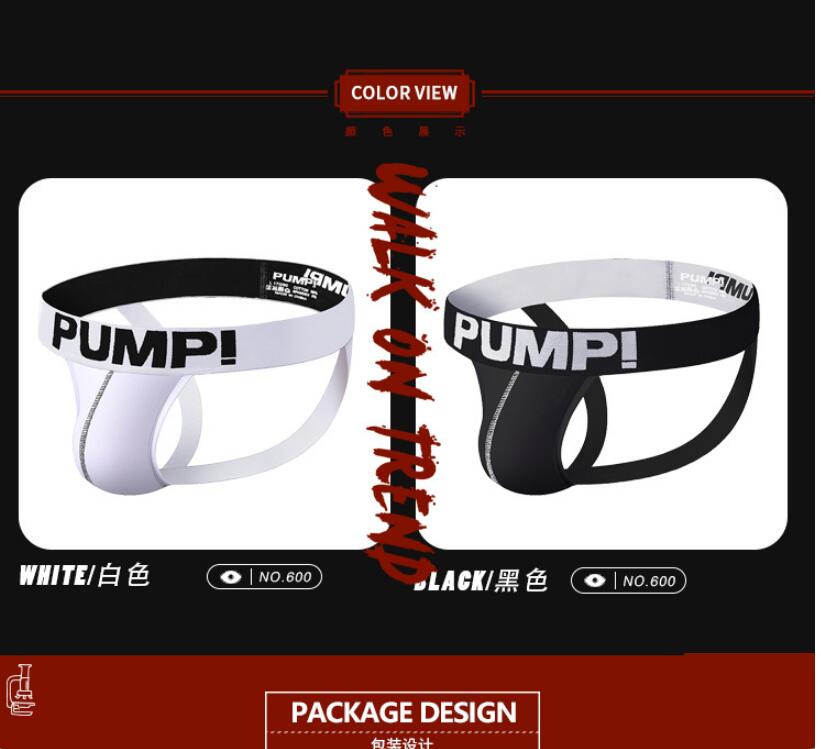 

Low price PUMP Men's G-Strings underwear cotton lowwaist breathable sexy thong wholesale 3pieces/lot, White