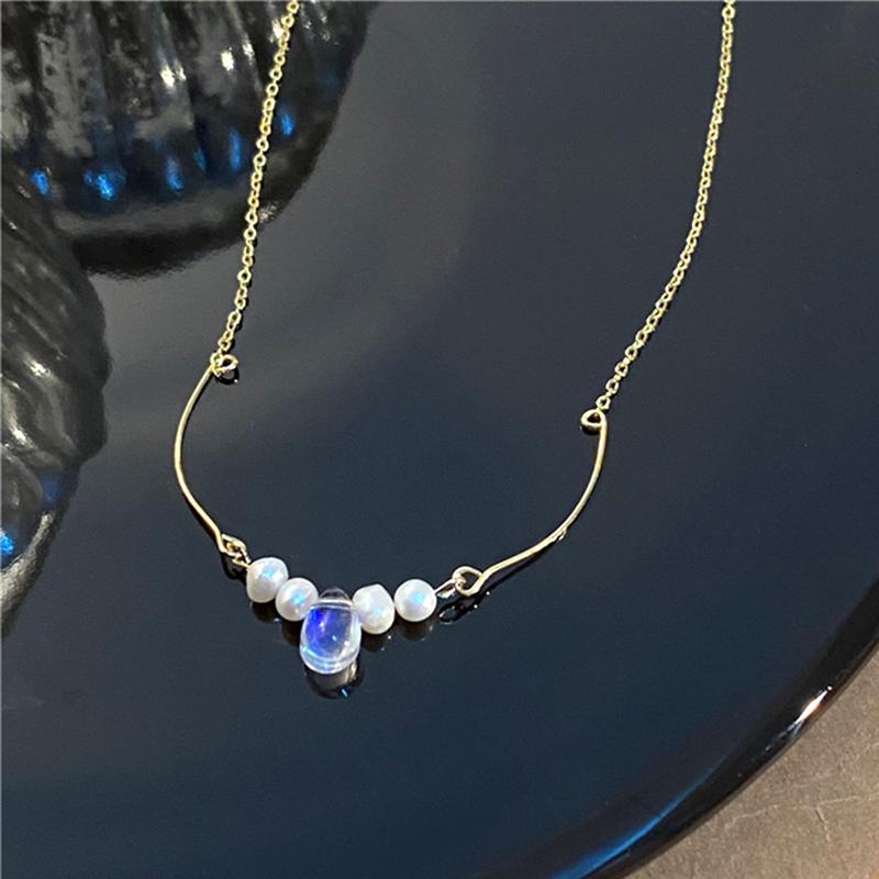 

Other Fashion Design 14K Real Gold Mermaid's Tears Pearl Chain Pendant Necklace For Women Temperament High Quality Jewelry Ins