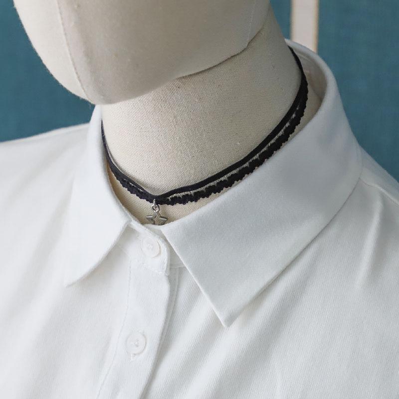 

Bow Ties Women Solid Color Fake Collars For Mens Shirt Detachable Collar Sweater Blouse Tops Lady Clothes Decorative Neckwear Nep Kraagje, Black;gray