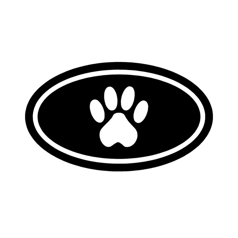 Cute Personality Cartoon Oval Dog Paw Fashion Car Window Sticker for Various Car Models Car Sticker Black/white, 16*9CM-image-686452494
