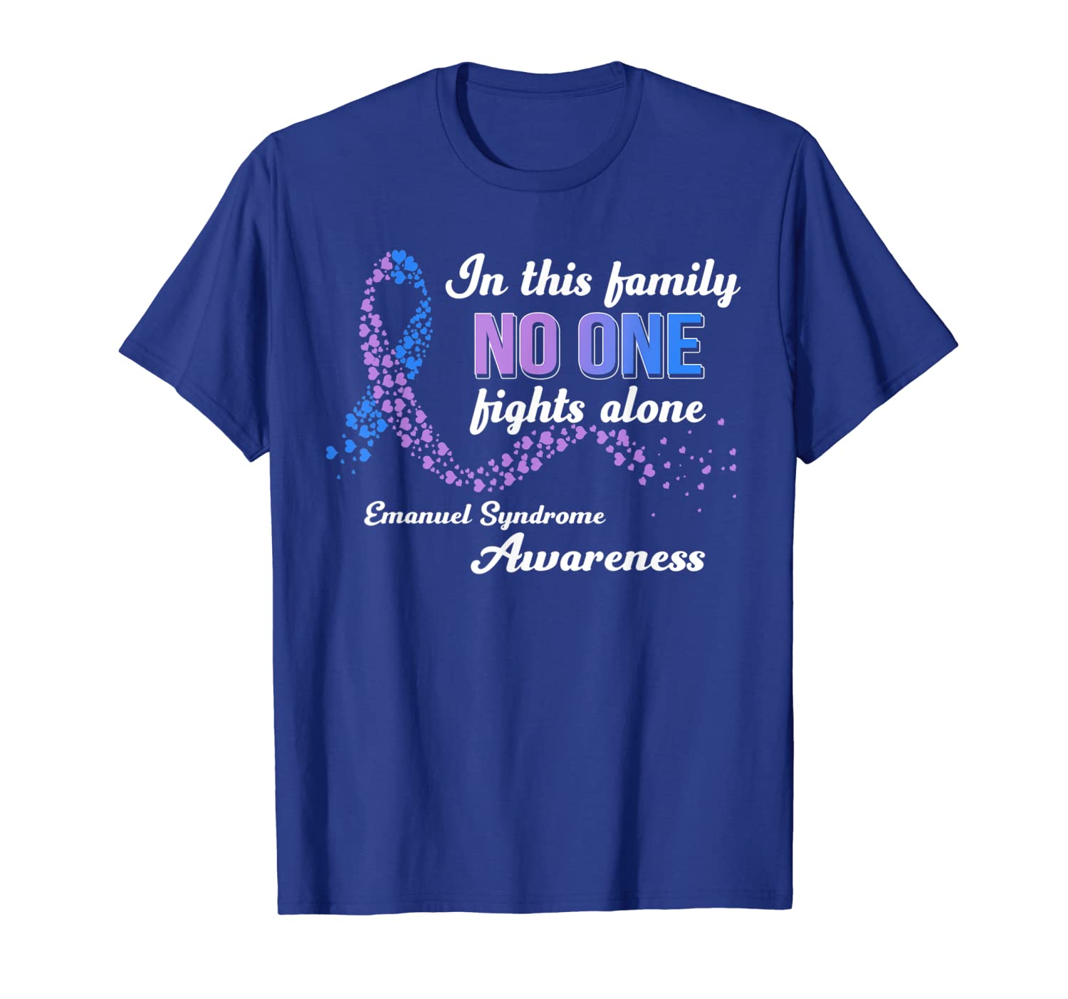 

in this family no one fights alone emanuel syndrome tshirt, White;black