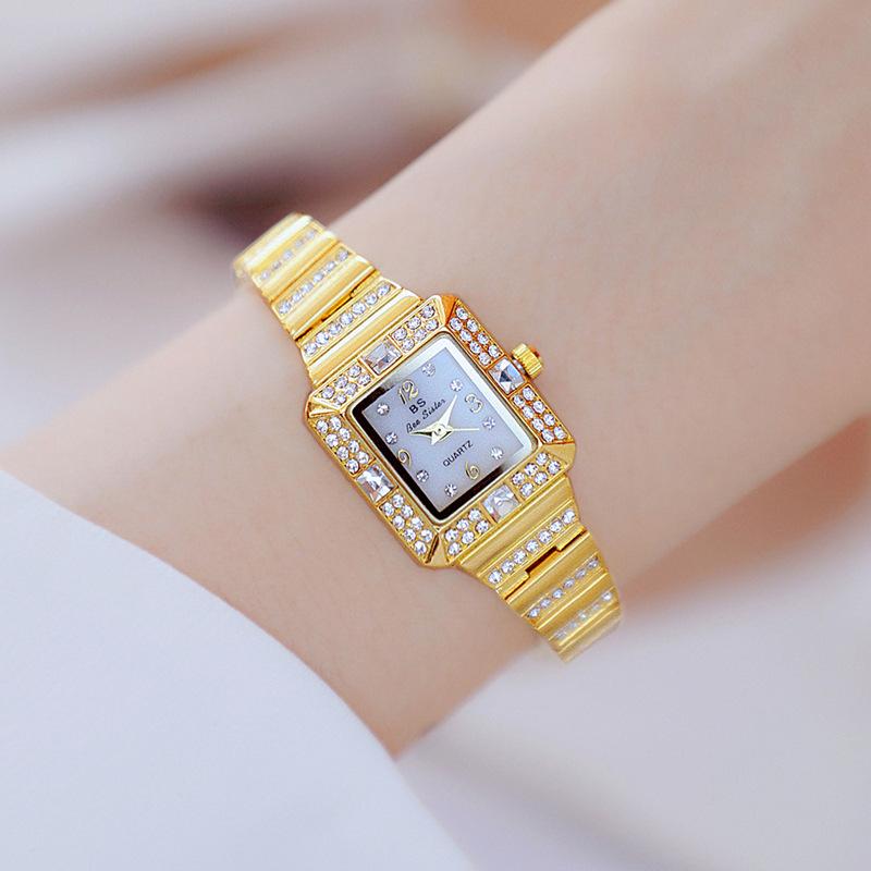 

Full Diamond Women's Watch Crystal Ladies Bracelet Wrist Watches Clock Relojes Quartz For Women165135 Wristwatches, Gold