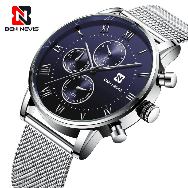 

Wristwatches Elegent Watches Chronograph Movement Watch Men 30M Waterproof Wristwatch Casual Clock Relogio Masculino, Slivery;brown