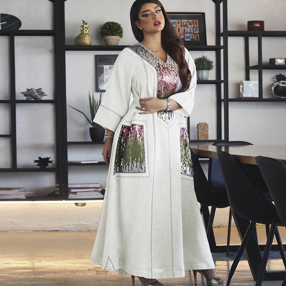 

Ramadan Eid Mubarak White Linen Abaya Dubai Kaftan Muslim Hijab Dress Robe Femme Dresses For Women Caftan Turkey Islam Vestido