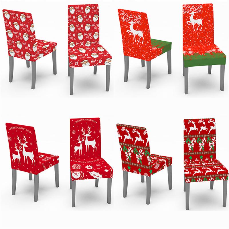 

Chair Covers 1/2/4/6Pc Digital Printed Dining Cover Christmas Theme Stretch Spandex Kitchen Home Party Decor Funda Silla