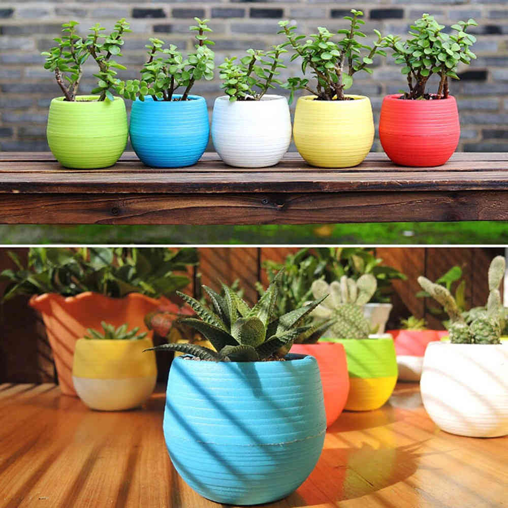 *Lower Colored Plastic Color Round vase Plant Vessel Home Office Plant Decor Multifunctional Reusable*-image-693541641