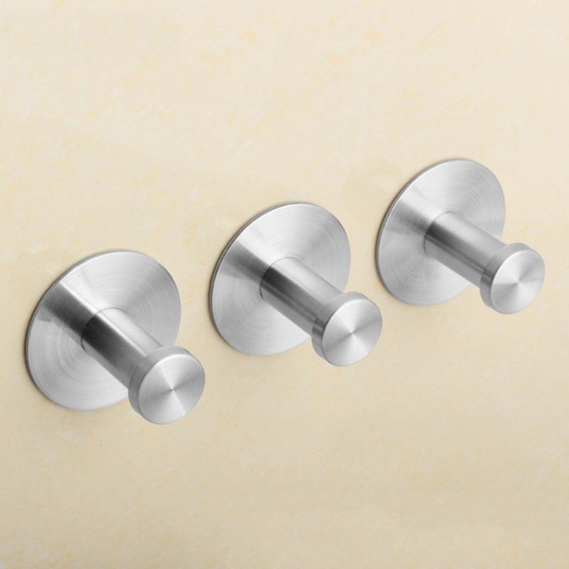 

Robe Hooks Silver Bathroom Hook Wall Mount Stainless Steel Towel Useful Strong Coat Bathrobe Hanger Removable Shower And Kitchen