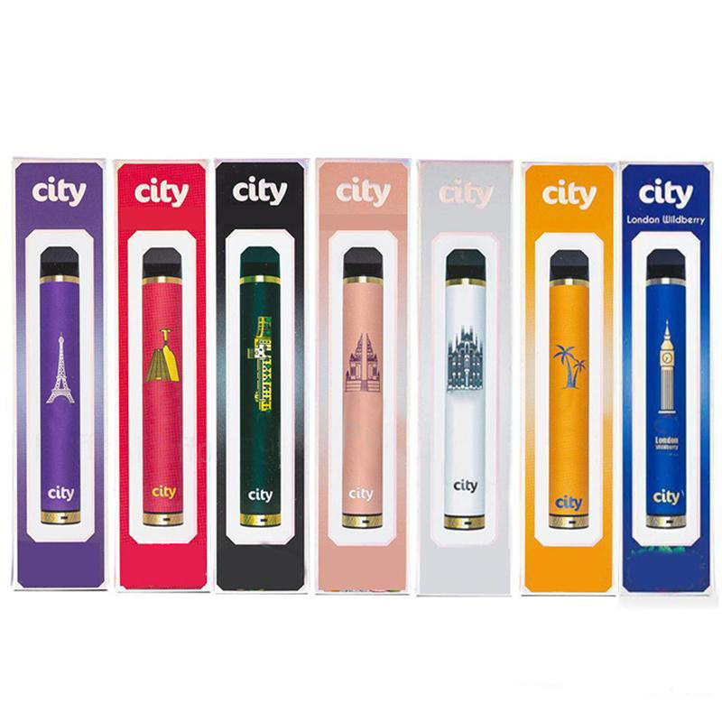 

Russian packing City 1600 Puffs Disposable Electronic Cigarette Device Vape Pen Starter Kits 1200mah battery 5.5ml Pre-filled Vaporizer VS FLOW TANK big boy