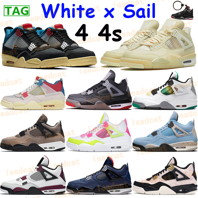

White x sail 4 basketball shoes 4s men sneakers bred guava ice noir lemon pink rasta taupe haze winter mens sports trainers chaussures, Bubble wrap packaging