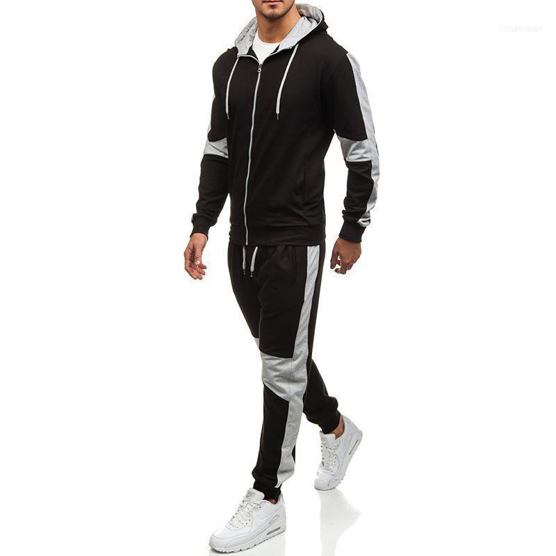 

Mens Clothing Athletic Casual Cardigan Hoodie And Jogger Pants Sets 2pcs Suits Male Spring Autumn Tracksuits11, Black