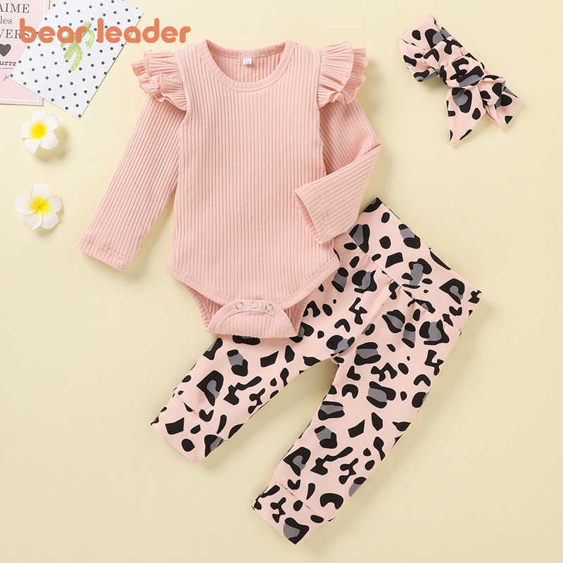 

Bear Leader born Girls Boys Casual Clothes Fashion Spring Autumn Infant Baby T-Shirt Leopard Pants Toddler Bebes Suits 0-2Y 210708, Ah5758black