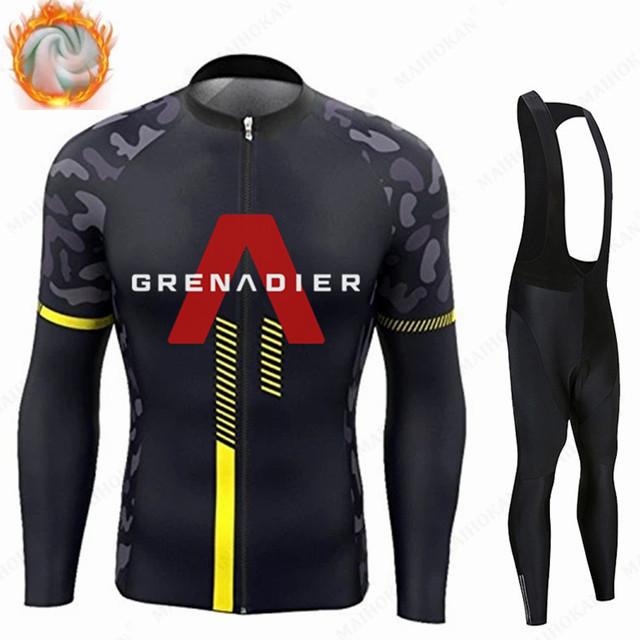 

Racing Sets 2022 Est Grenadier Winter Thermal Fleece Cycling Clothing Men's Jersey Suit Outdoor Riding Bike MTB Clothes 19D Gel Bib Pants, Black;blue