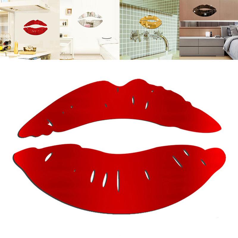 

Wall Stickers 3D Mirror Lip Removable Sticker DIY Art Mural Home Room Decor Acrylic Decal TRYC889
