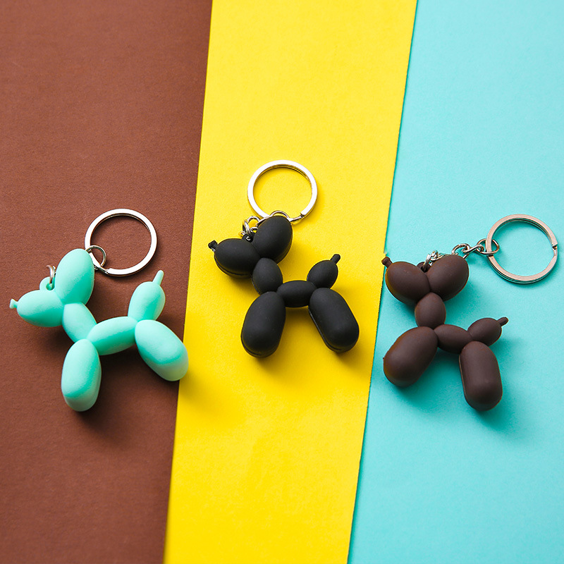 

10Pieces/Lot 5 Color Soft Rubber PVC Stereo Keychain Nice Gift DIY Pendant Car Interior Korean Style Balloon Dog Cartoon Keyring Key Chains