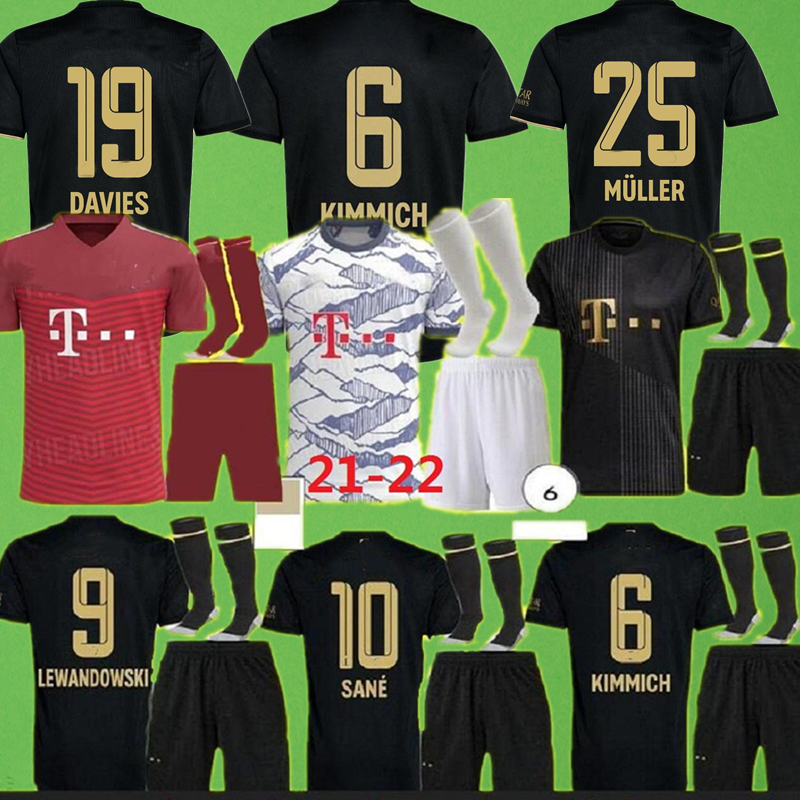 

BaYern soccer jersey 21 22 LEWANDOWSKI SANE muNich KIMMICH COMAN MULLER DAVIES football shirt Men Kids kit 2021 2022 HUMANRACE fourth 4th, Black
