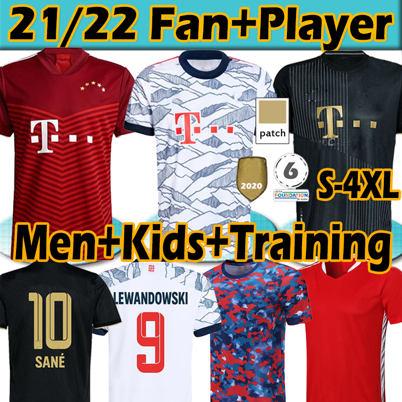 

2021 2022 Soccer jerseys fans player version SANE LEWANDOWSKI COMAN GNABRY DAVIES MULLER 21/22 munich Men+kids Kits Football shirt training 4XL Thai, 21 22 home patch