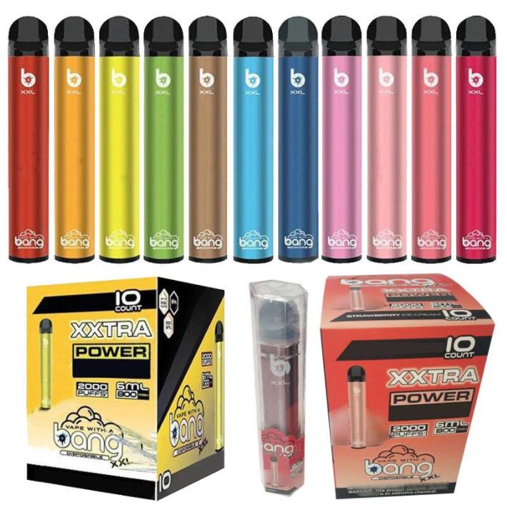 

Bang XXL Vaporizer Disposable Power Device XXTRA Portable Vapor Vape Cartridges Pre-filled 6ml Pods Battery 800mAh e Cigarette 2000 Puff