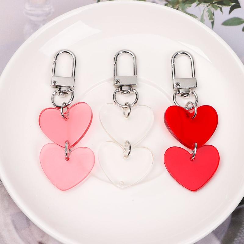 

Keychains Heart Simple Personality Acrylic Keychain Transparent Cute Fashion Pendant Chain Ornaments Gifts For Girls Woman