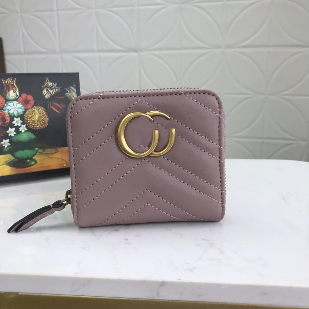 

2021 Fashion Designers Wallets Luxurys Mens Women Leather Bags High Quality Classic Bee Tiger Snake Letters Purses Original Box Digram Card Holder 474813A, Pink