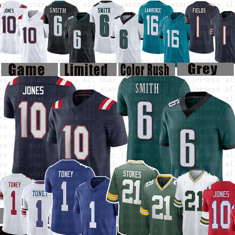 

6 DeVonta Smith 10 Mac Jones 1 Kadarius Toney 21 Eric Stokes Football Jersey Fields New Philadelphia Eagles England Patriot York Giants Green Bays Packer, 2020 (bier)-14 diggs